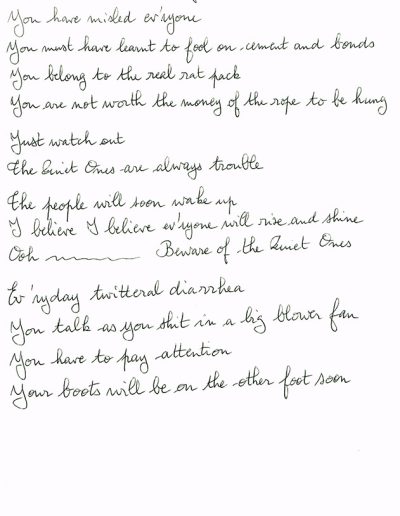Beware of the Quiet Ones - Handwritten