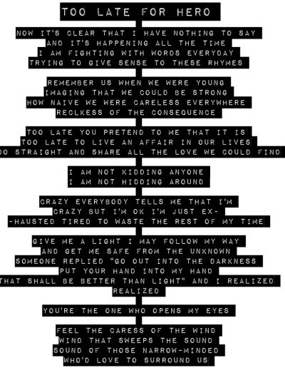 Too Late For Hero - Typed